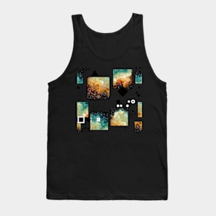 Watercolor Vivid Nebula, Squares and Lines Tank Top